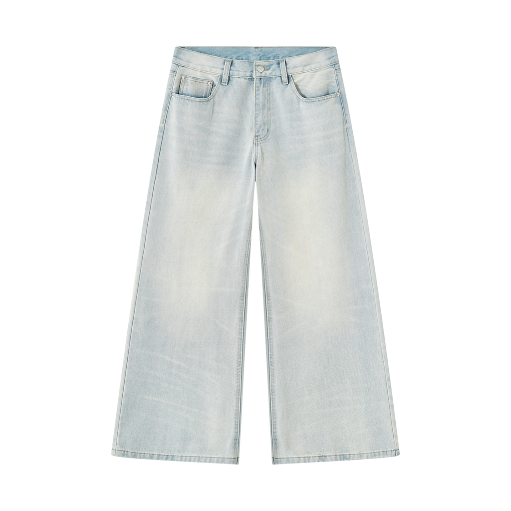 Noire Men's Vintage Wash Wide Leg Denim Jeans