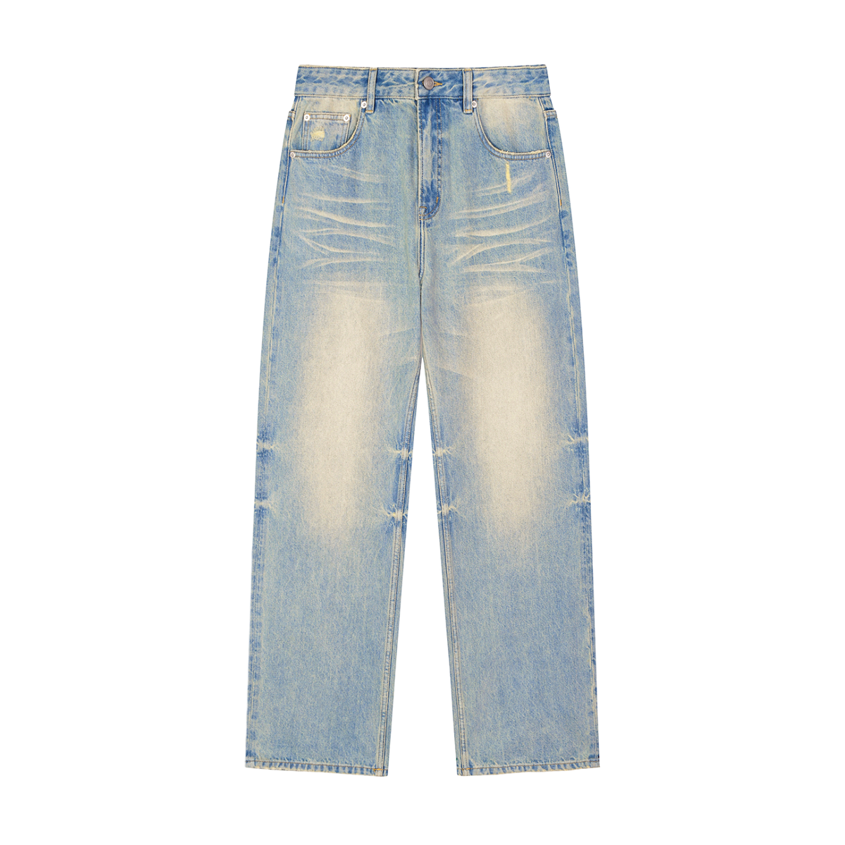 Noire Sun Fade Raw Hem Denim Jeans